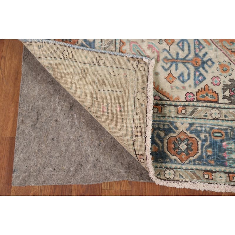 Orange Geometric Tabriz Persian Area Rug Hand-Knotted Wool Carpet - 6'3"x 9'6"