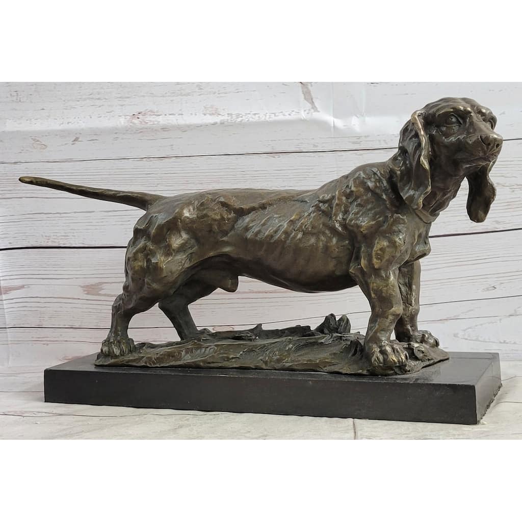 Bet Hound Imitative Dog Figure Art Deco Bronze Sculpture On Marble Base Figurine Gift