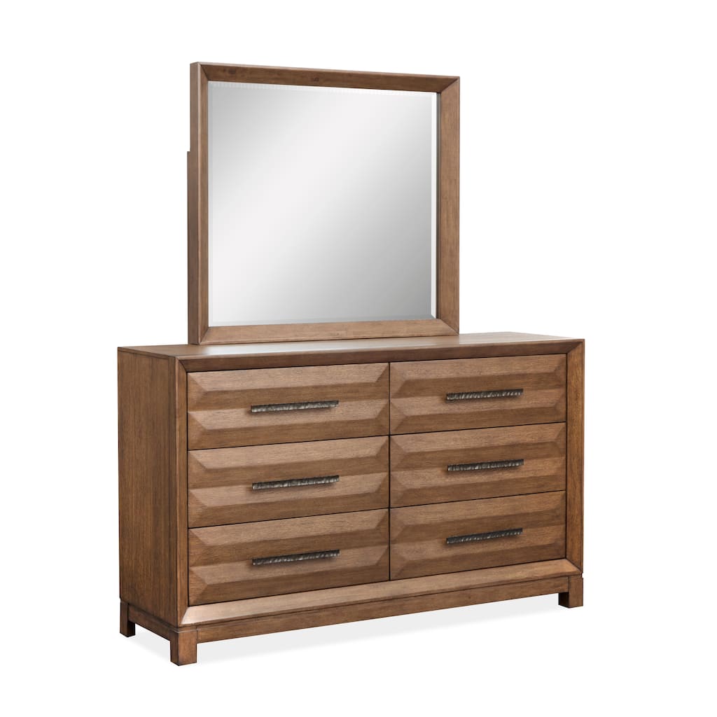 Magnussen Home Callisto Bourbon Brown Double Drawer Dresser With Landscape Mirror