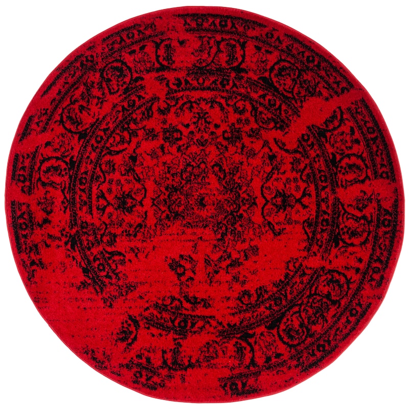 SAFAVIEH Adirondack Sierra Vintage Oriental Distressed Rug - 4' Round - Red/Black