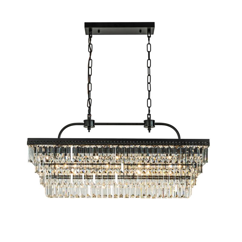 Transitional Glam 6-light Tierd Crystal Fringe Chandelier In Matte 