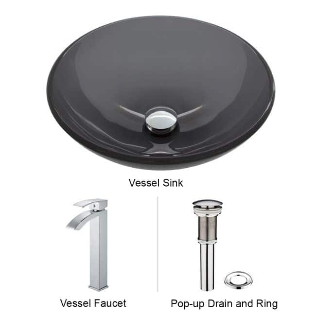 Vigo 16-1/2" Glass Bathroom Vessel Sink with Duris Single Hole - Chrome