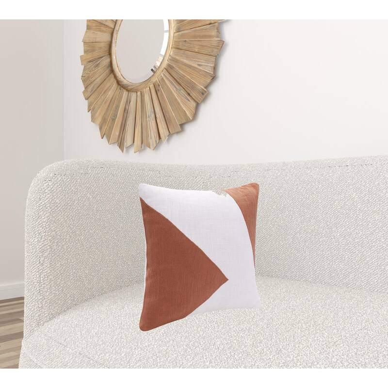 HomeRoots 20" X 20" Brown And Ivory 100% Cotton Abstract Zippered Pillow