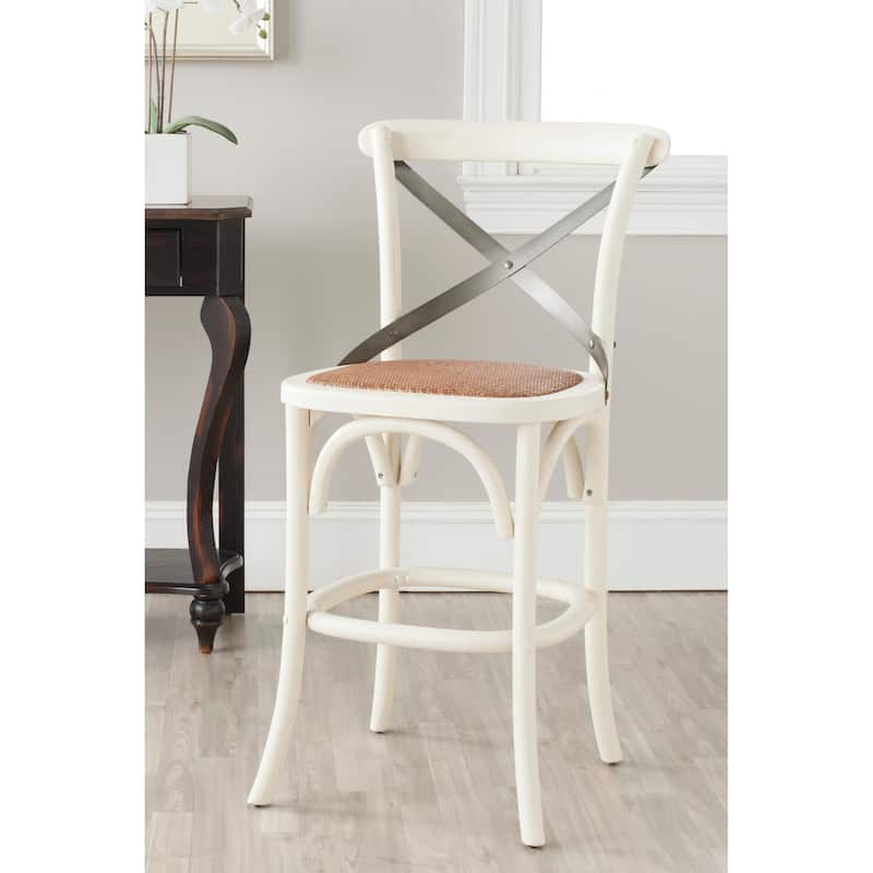 SAFAVIEH Doris 24-inch x-Back Antique White Counter Stool - 20Wx22Dx39H - Antique White