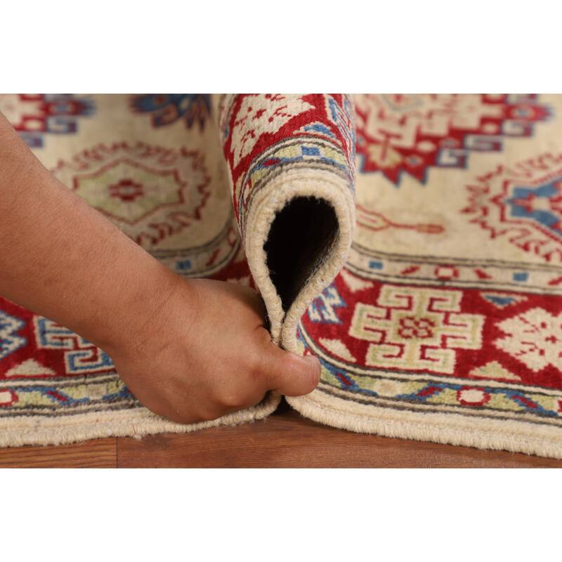 Beige Traditional Kazak Foyer Rug Hand-Knotted Wool Carpet - 2'9" x 4'0"