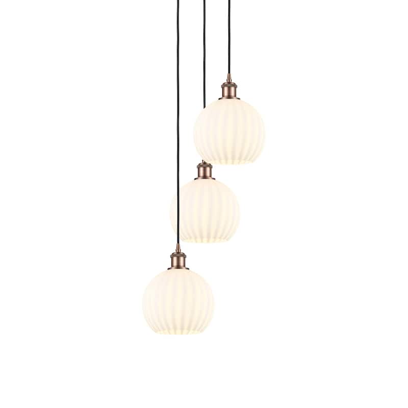 Innovations Lighting 113B-3P-31-15 White Venetian Pendant White - Antique Copper
