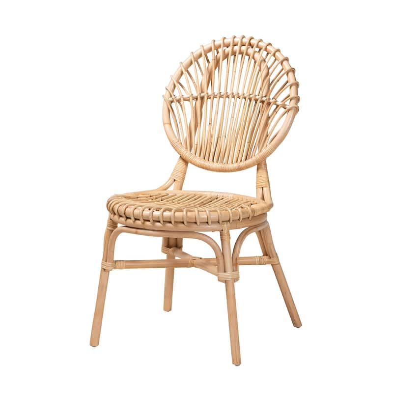 Iris Modern Bohemian Natural Brown Rattan Dining Chair - Natural Brown