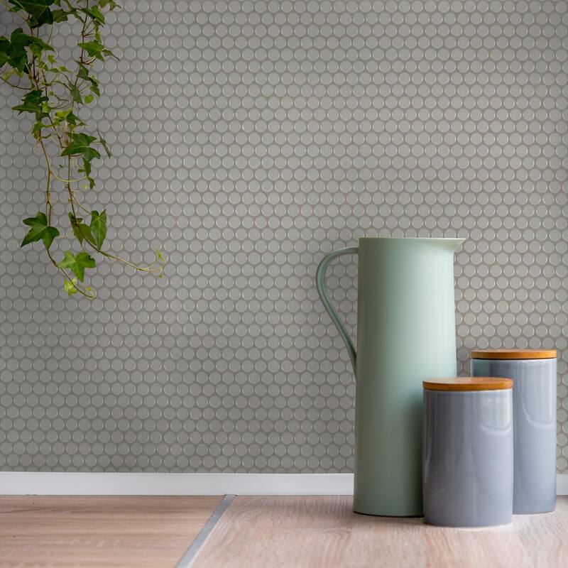 Ackland AKM-P-11X12PRG-CA 12" x 13" Porcelain Penny Floor and Wall