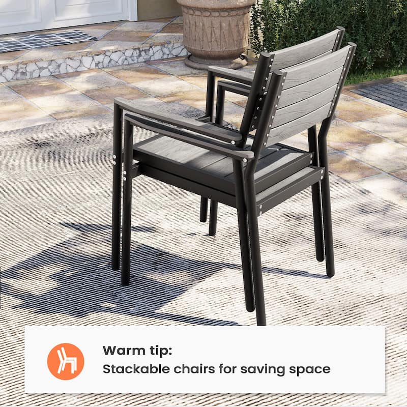 Outdoor 5/7/9 PCS Patio Dining Set Expandable Table with Stackable Dining Chairs
