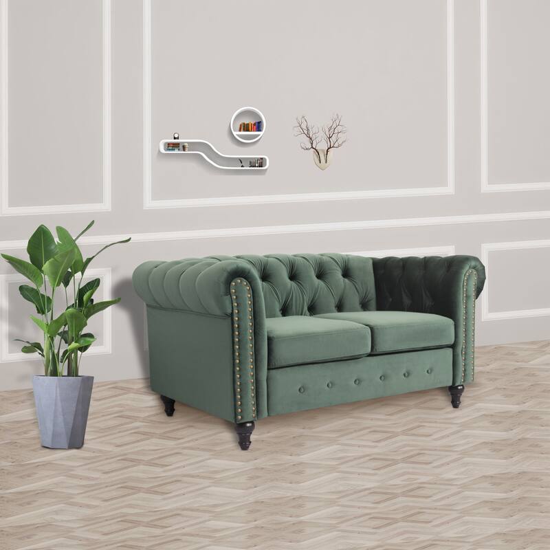 35"D x 61"W x 31"H Chesterfield Button-tufted Loveseat
