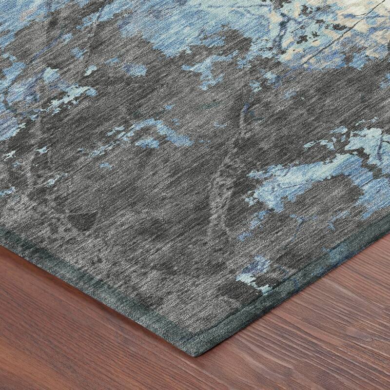 Machine Washable Indoor/ Outdoor Modern Crackle Chantille Rug