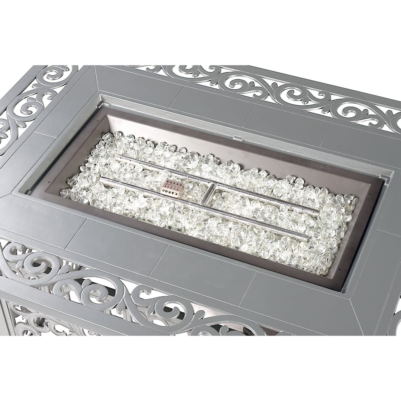 Rectangular 48 in. x 36 in. Aluminum Propane Fire Pit Table, Glass Beads, Two Covers, Lid, 57,000 BTUs - N/A