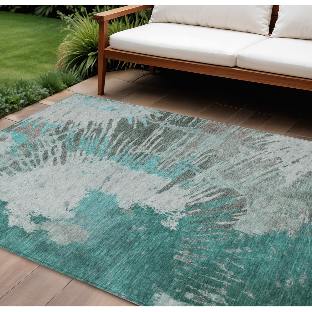 HomeRoots Abstract Transitional Rectangle Outdoor Rug