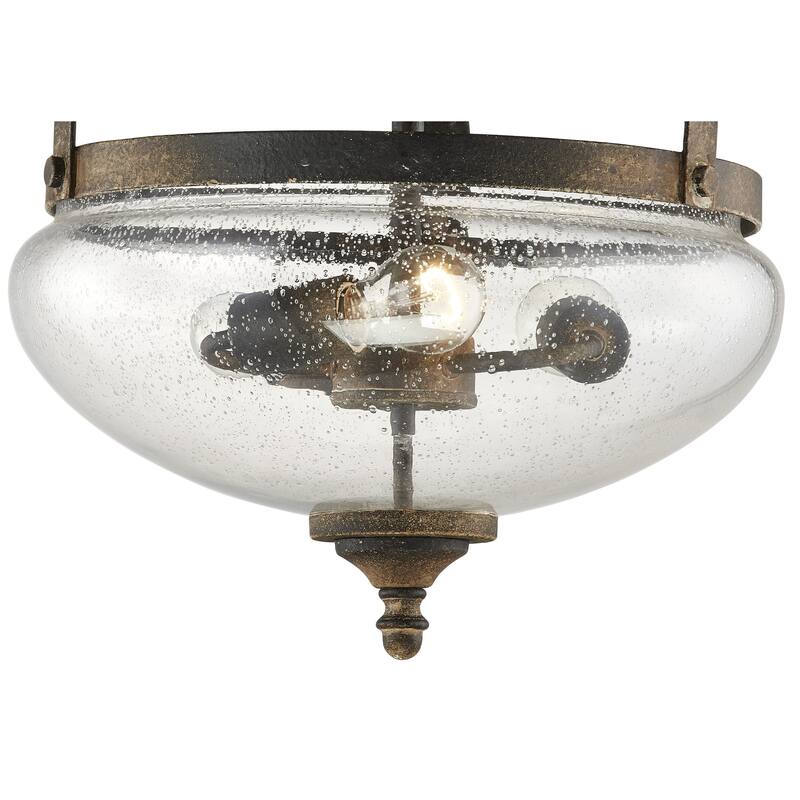Flynn Semi-Flush Convertible Chandelier, Distressed Brown - Distressed Brown