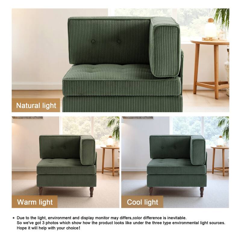 Modern Corduroy Corner Armchair Armless Chair sofa