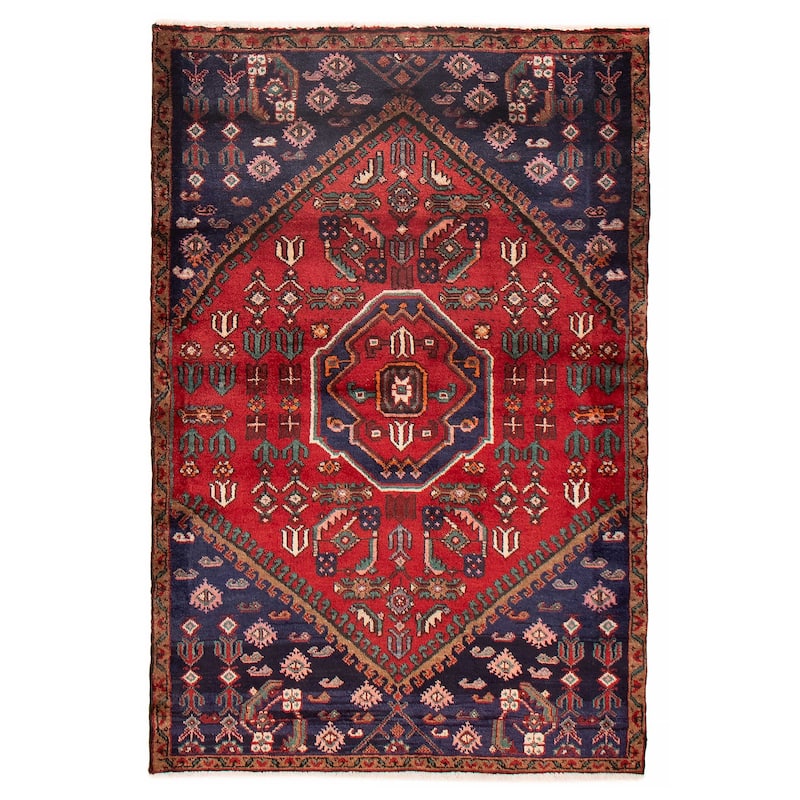 ECARPETGALLERY Hand-knotted Andelz Red Wool Rug - 4'1 x 6'3 - Red - 4'1 x 6'3