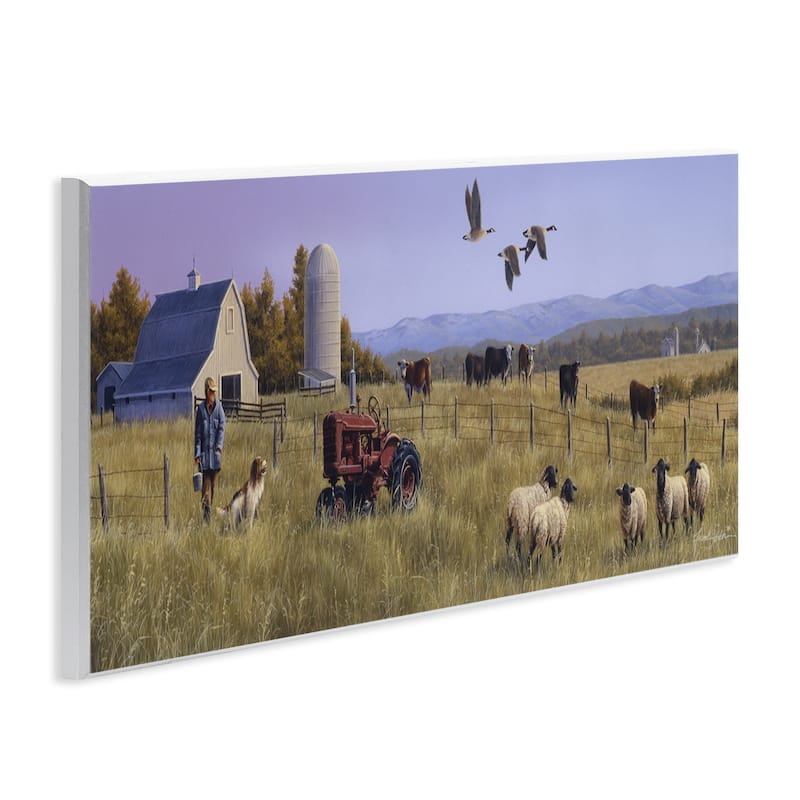 Stupell Geese Over Lush Farm Scene Wall Plaque Art Design By Frank Parker (Young)