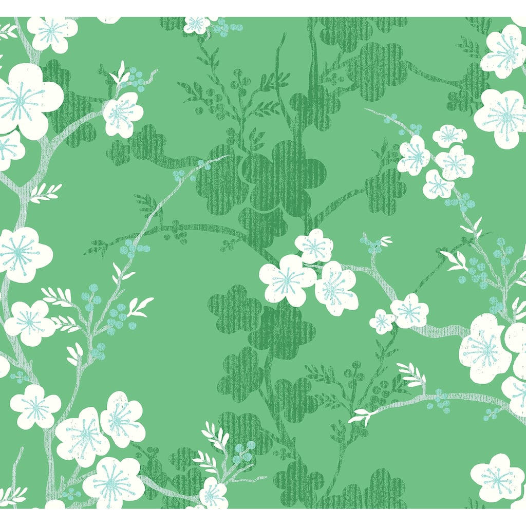 A-Street Prints Nicolette Green Floral Trail Wallpaper