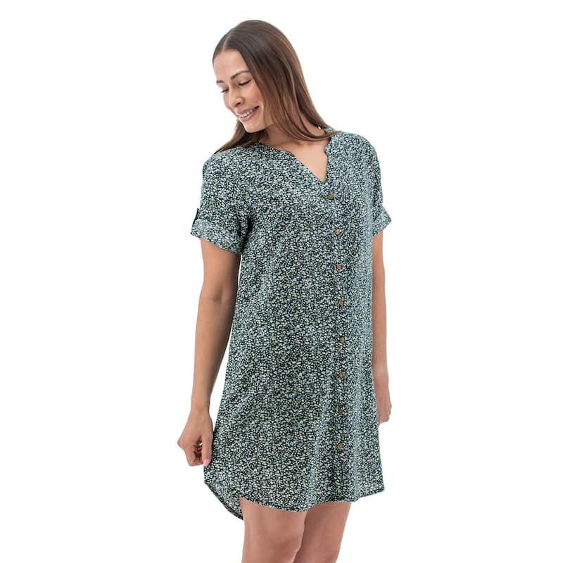 Aventura Women's Dell Floral Shirtdress - X-Small - Black Iris