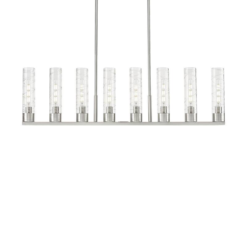 Innovations Lighting 617-8I-14-48 Boreas Linear Boreas 8 Light 48" - Satin Nickel / Deco Swirl