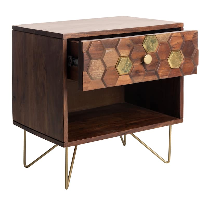 SAFAVIEH Alia 1-Drawer 1-Shelf Nightstand Table