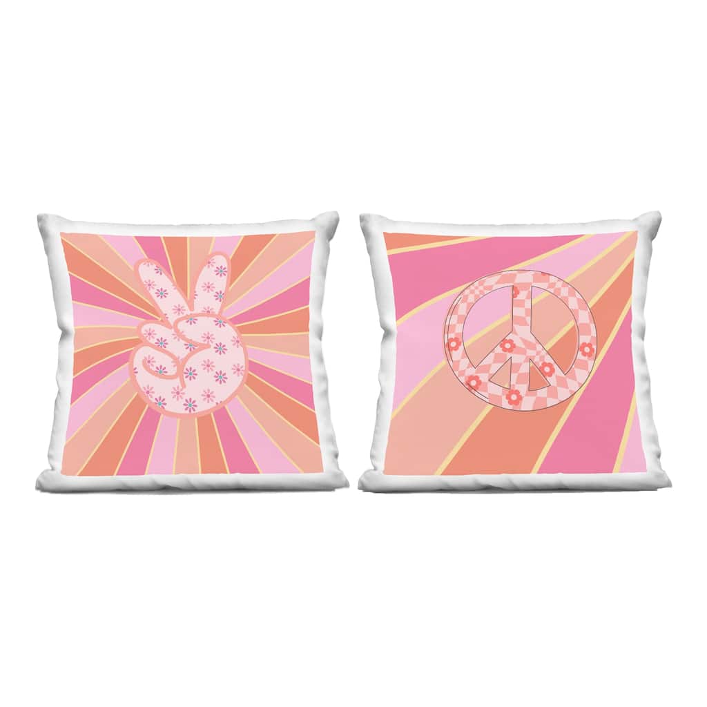Stupell Groovy Peace Symbols Decorative Printed Throw Pillow Design by Jesse Keith (Set of 2)