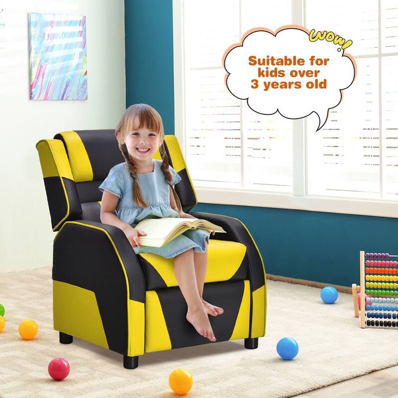 Costway Kids Youth Gaming Sofa Recliner w/Headrest & Footrest PU