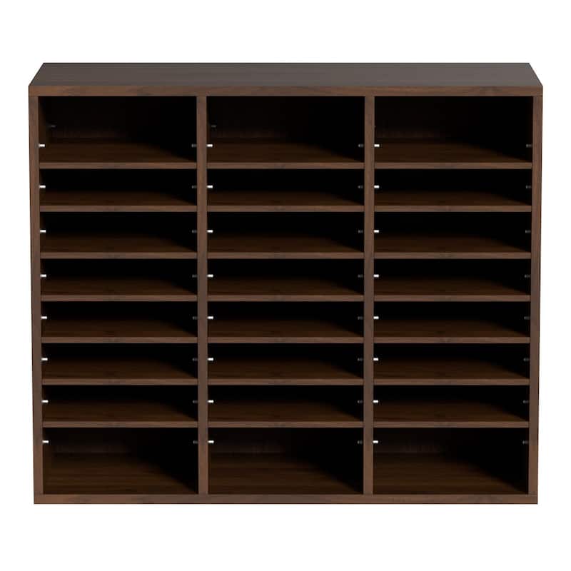 Multi-Purpose Office Literature Organizers with 24 Compartments and Adjustable Shelves Perfect Addition to Any Space - Vintage-Brown