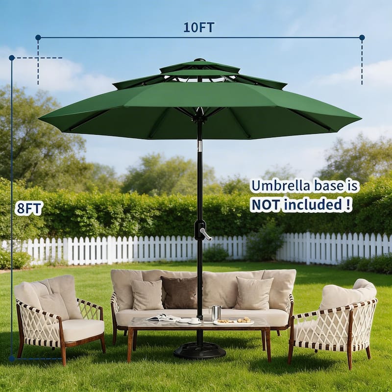 10Ft 3-Tier Patio Umbrella, with Vents, Easy Crank & Tilt