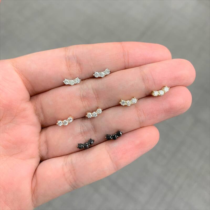 Joelle Collection Diamond Earrings 1/3 cttw 3-Stone Cluster Earrings 14K Gold Beautiful Gift