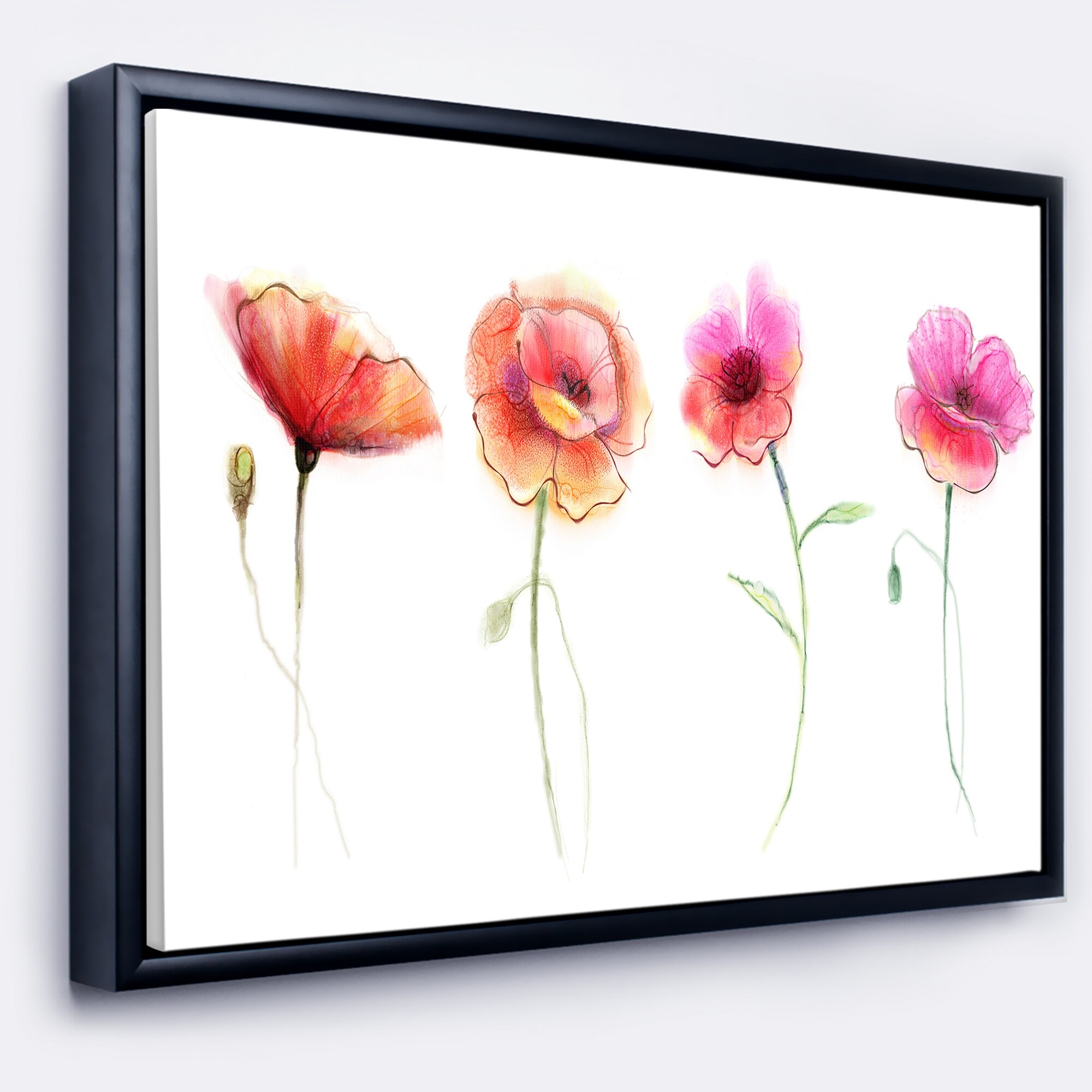 Shop Designart Watercolor Poppy Flowers Sketch Flower Artwork On