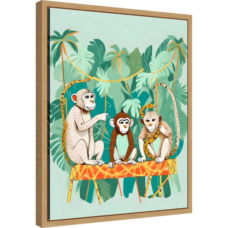 Monkey Play Date by Uma Gokhale Framed Canvas Wall Art