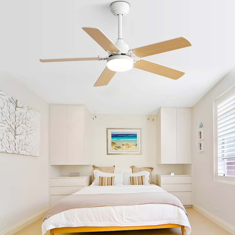 42"/52" Ceiling Fan with Remote,Dual Blade Finish,3CCT LED Light,Plywood Blades,Flush Mount and Downrod Mount