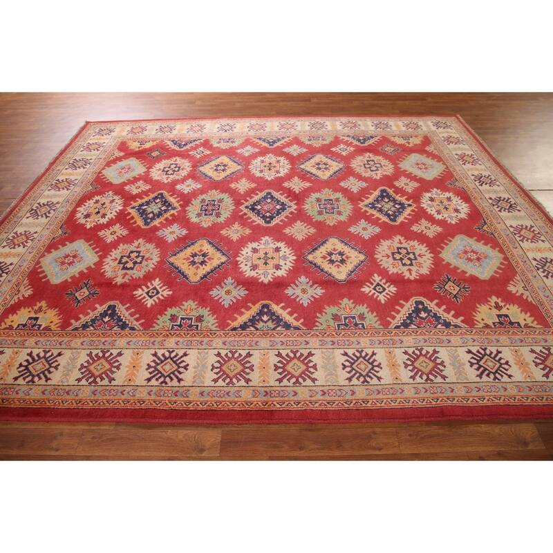 Geometric Kazak Rug Handmade Oriental Wool Carpet - 8'1"x 9'9"