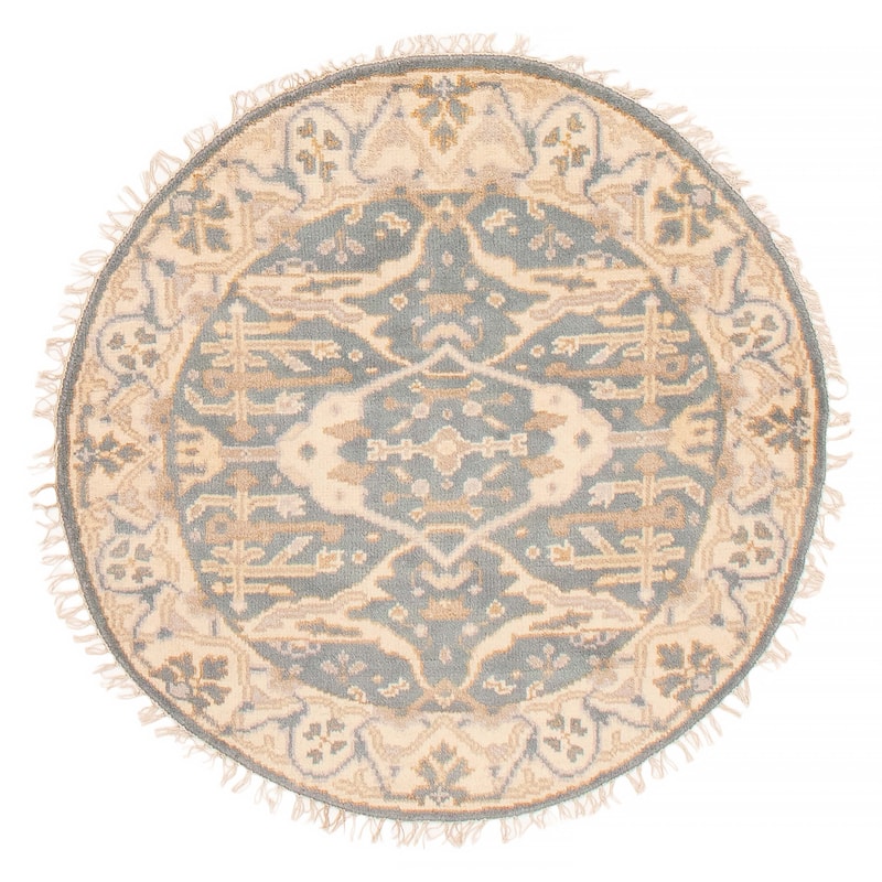 ECARPETGALLERY Hand-knotted Royal Oushak Light Denim Blue Wool Rug - 4'0 x 4'0 - Light Denim Blue - 4'0 x 4'0