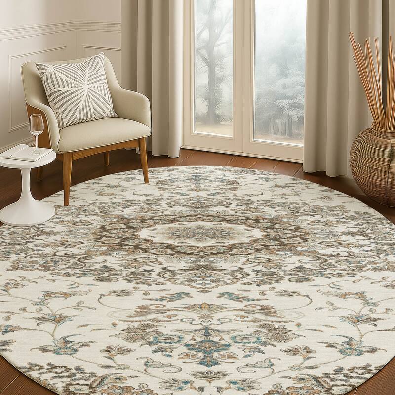 Machine Washable Indoor/ Outdoor Traditional Niko Chantille Rug