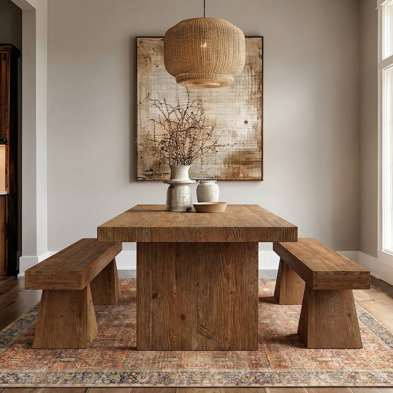 Solid Wood Bench, 63" Dining Bench, Entryway Benches for Dining Room, Bedroom, Hallway, Kitchen