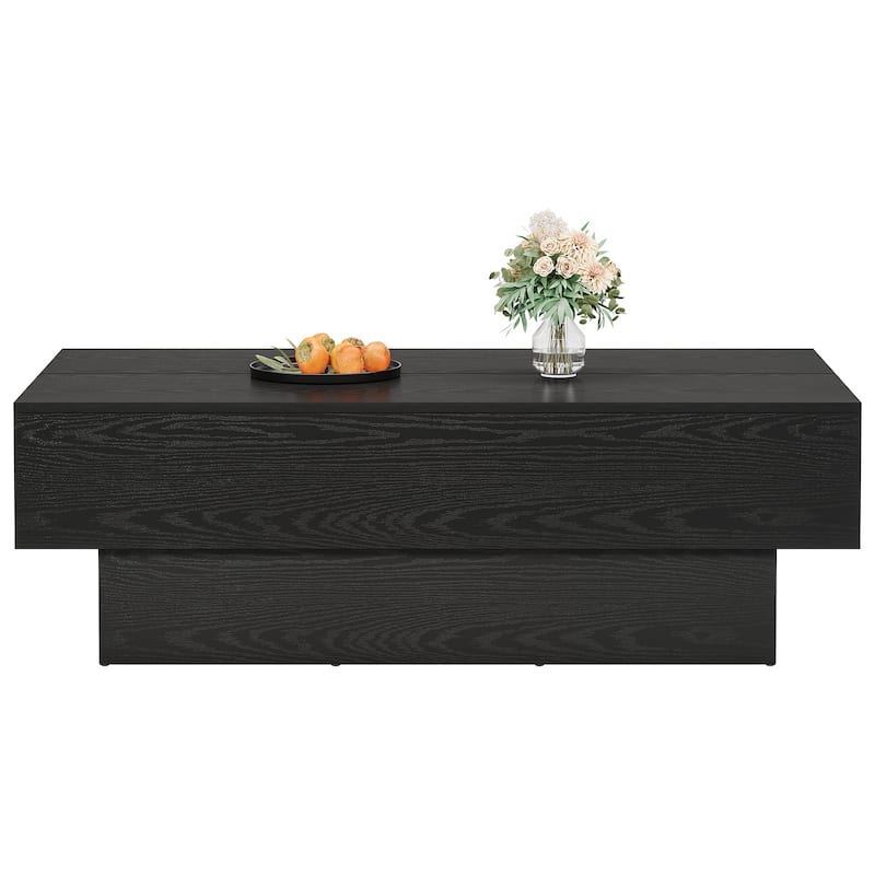 55-Inch Wood Coffee Table, Large Rectangle Tea Table, Center Table for Living Room, Office Reception