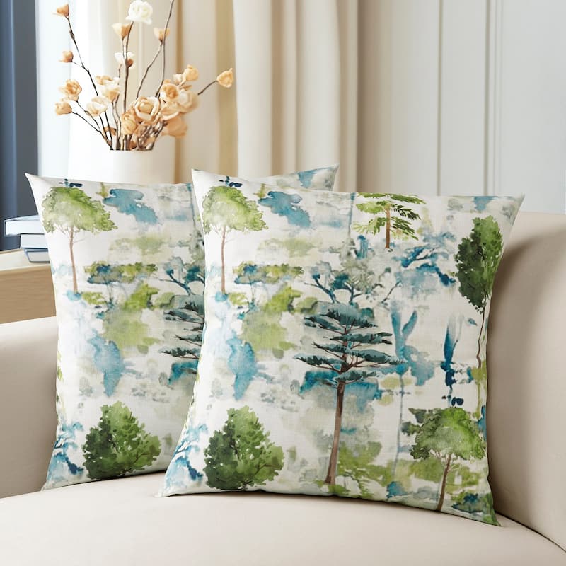 Exclusive Fabrics Printed Cotton Throw Pillow Covers 18 X 18 - Textured Decorative Pillow Covers (Set of 2)