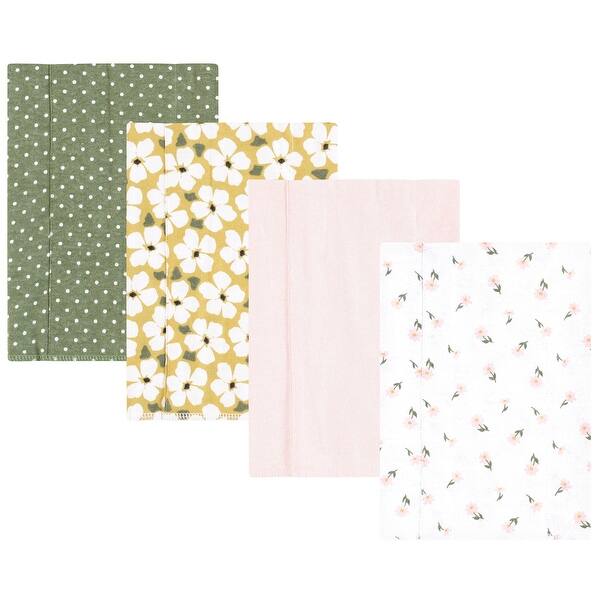 slide 1 of 1, Hudson Baby Infant Girl Cotton Flannel Burp Cloths, Sage Floral, One Size - Sage Floral 4 Pack - One Size One Size - Sage Floral 4 Pack
