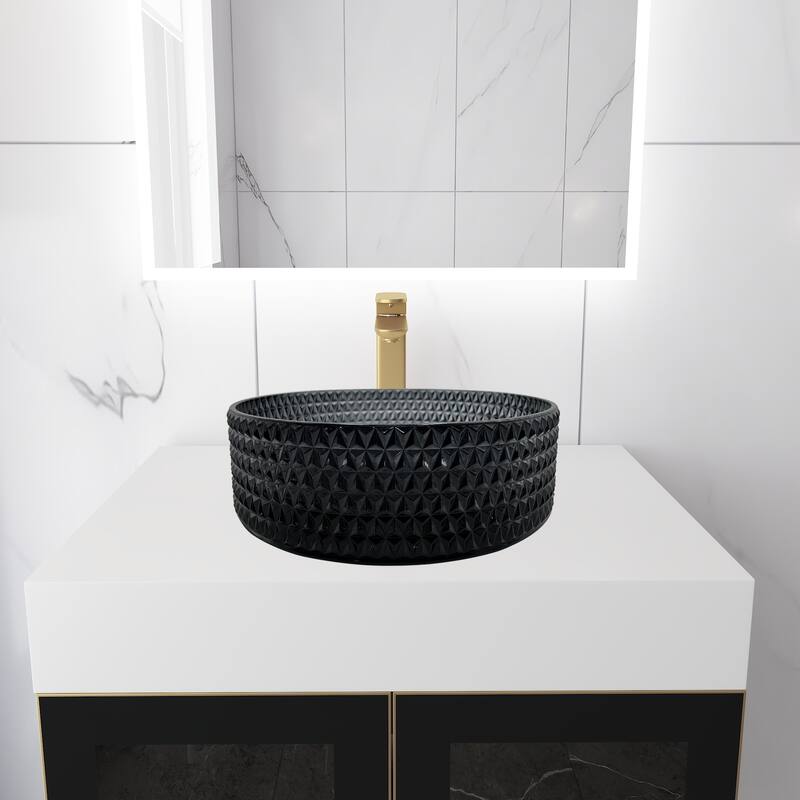 Scotch Round Basin Glass Crystal Bathroom Vessel Sink in Multiple Colors