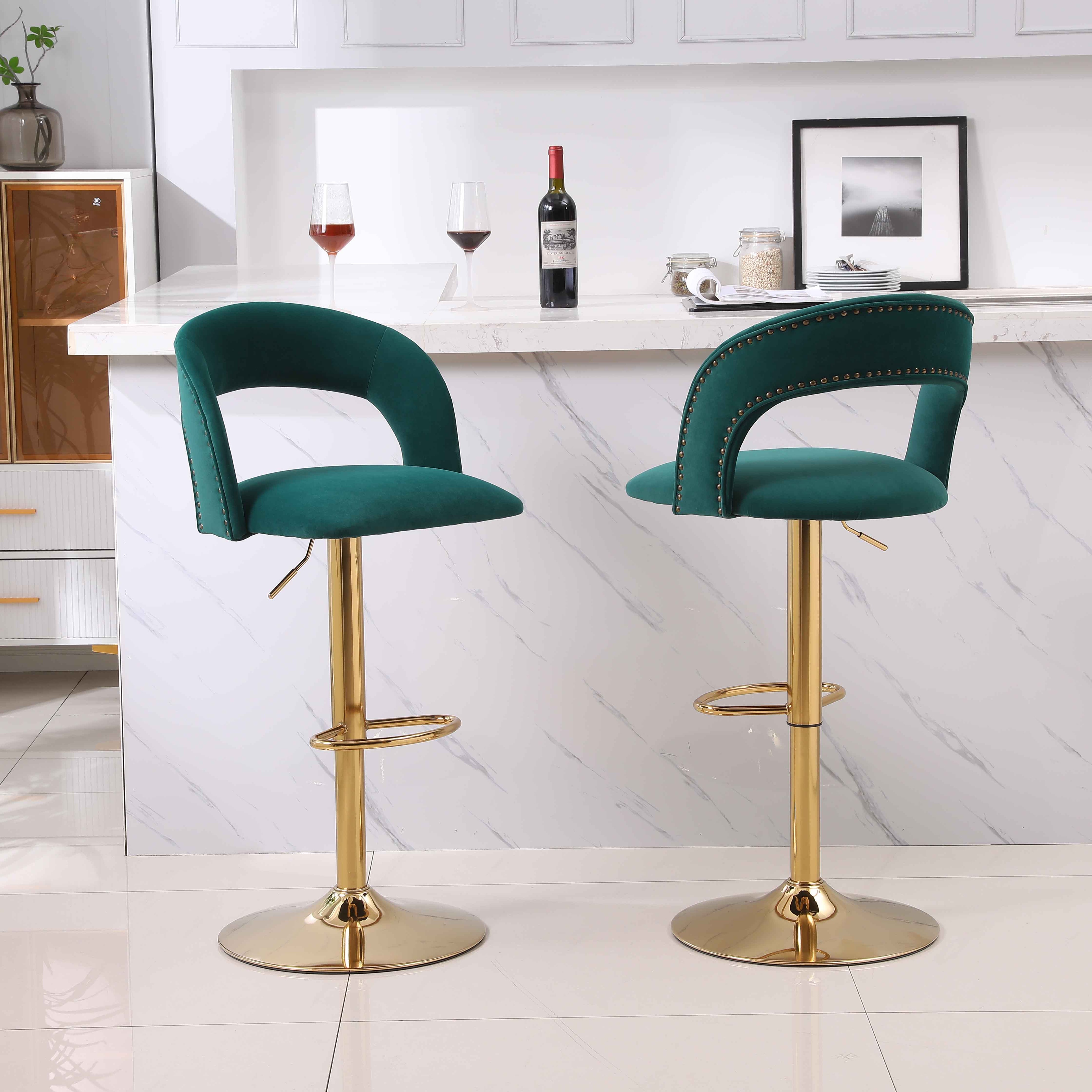 Green velvet bar discount stools