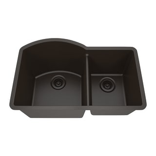 32 Inch Lexicon Platinum Quartz Composite Drop-in Undermount Double Bowl Galaxy Mocha Kitchen Sink LP-7030-M-SO