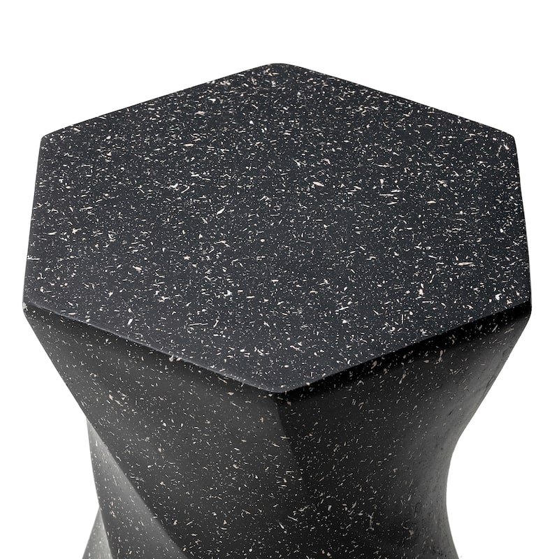 Glitzhome 17.75"H MGO Twist-Style Faux Terrazzo Garden Stool