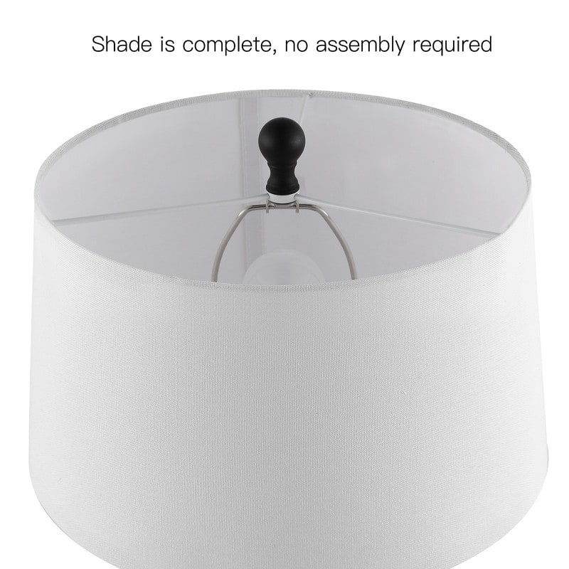 Dark Bronze USB Table Lamps with White Linen Shades (Set of 2) - 28in