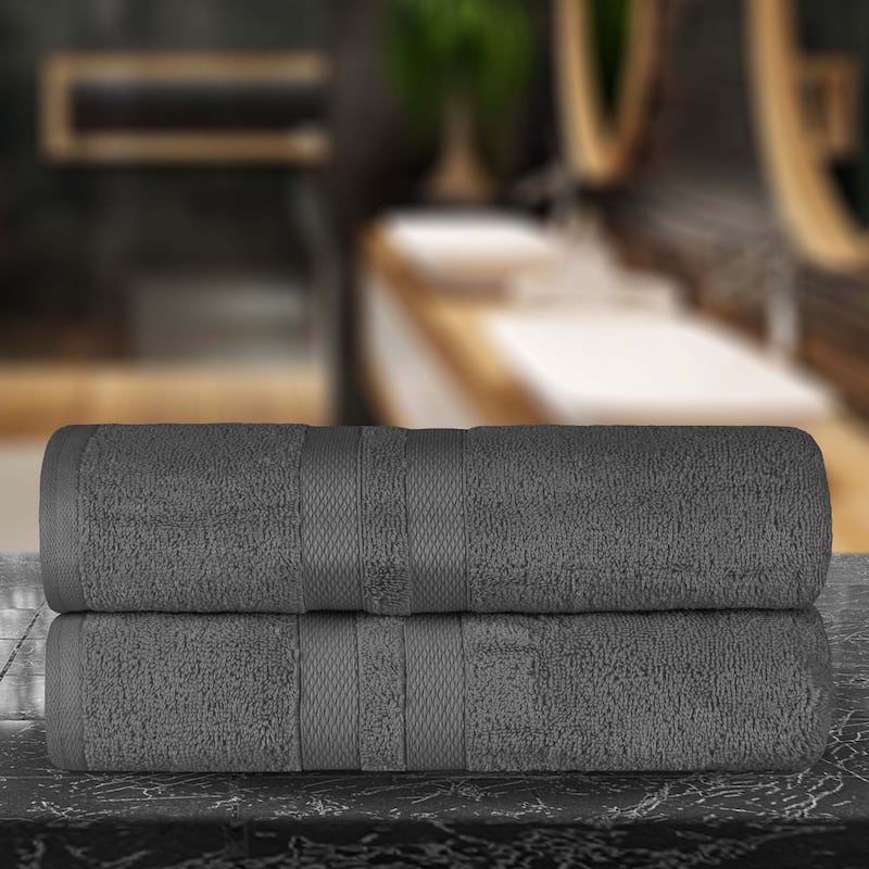Cotton Quick-Drying 2 Piece Absorbent Solid Bath Sheet Set by Superior - Charcoal