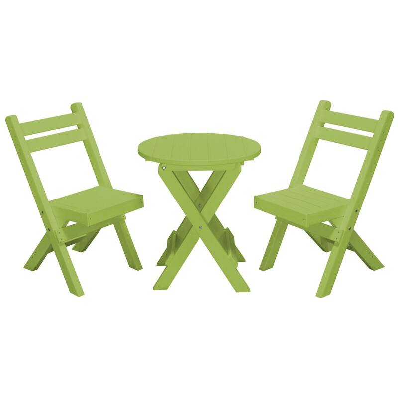 Poly Lumber Coronado Round Folding Bistro Set - Tropical Lime