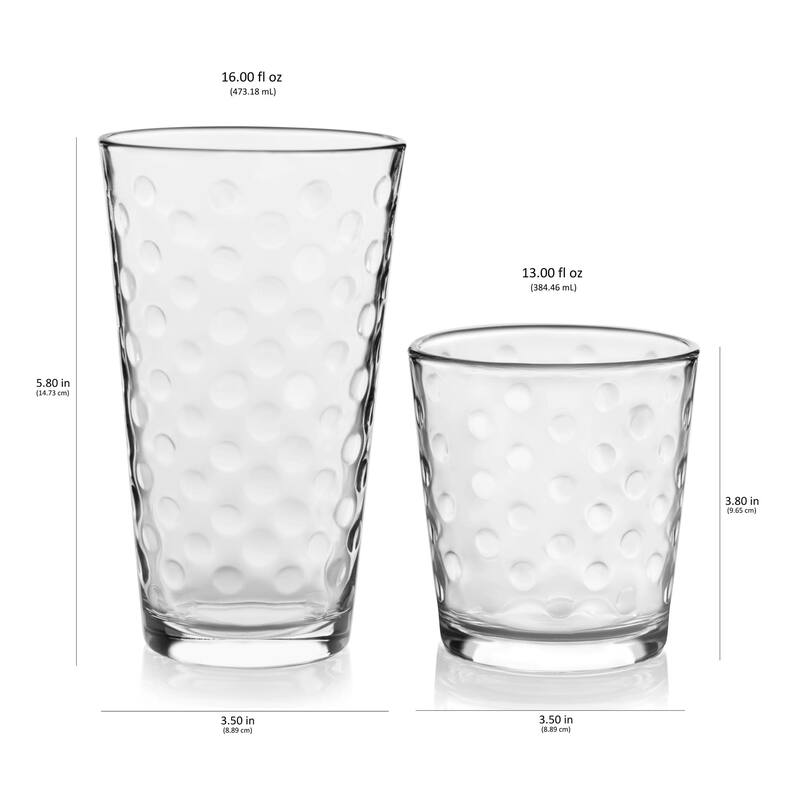 Libbey Awa 16-Piece Tumblers and Rocks Glass Set - Set of 16
