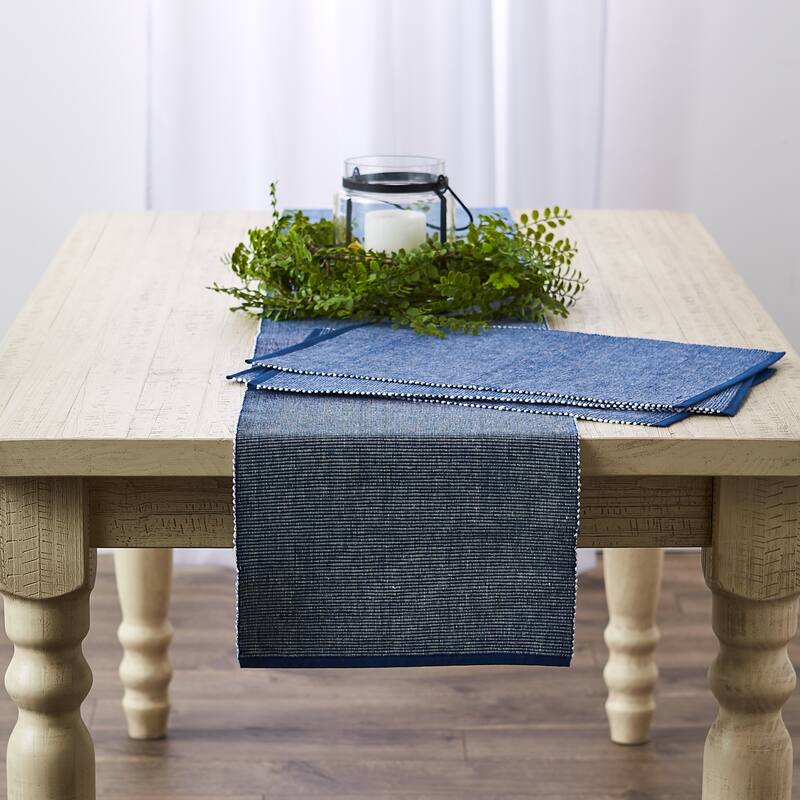 DII Black & White 2-Tone Ribbed Table Runner