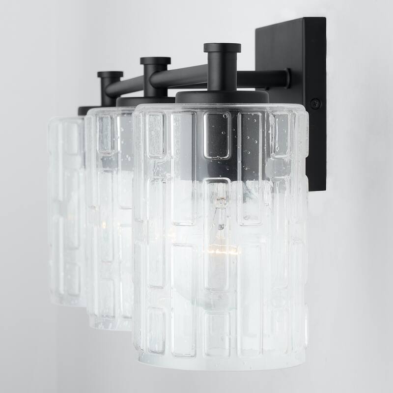 Emerson 3-light Bath/ Vanity Fixture w/ Embossed Seeded Glass